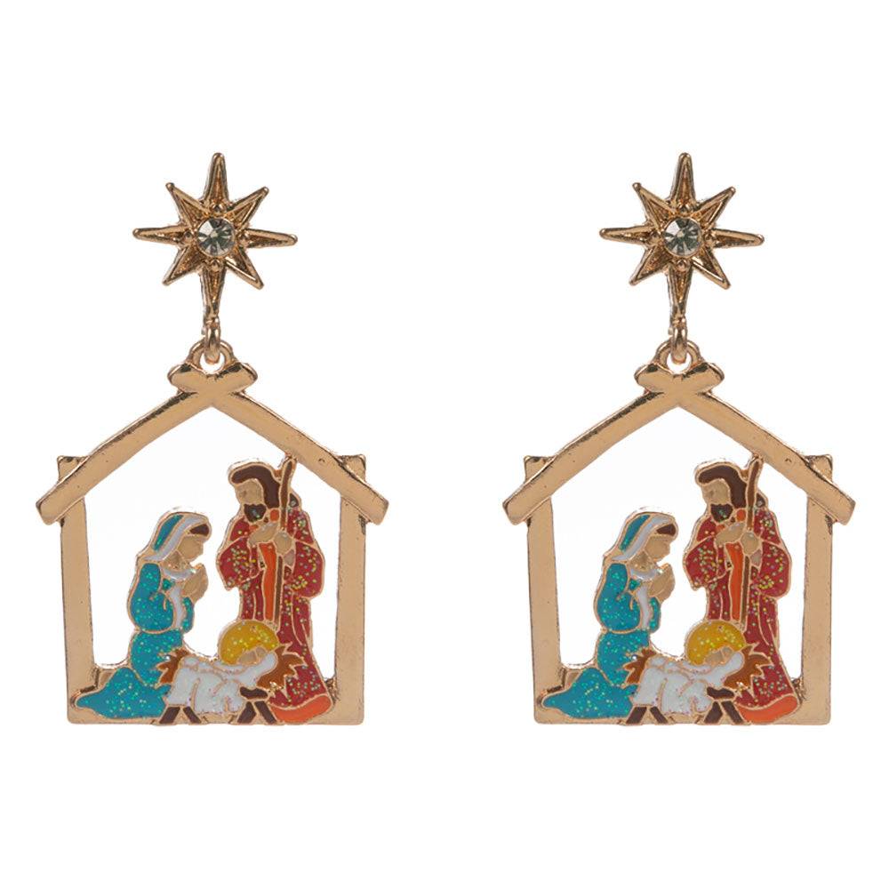 iLLASPARKZ Star Accent Holy Family Nativity Scene Dangle Earrings