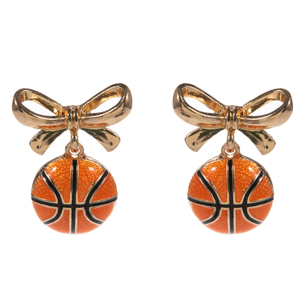 iLLASPARKZ Bow Accent Basketball Dangle Earrings
