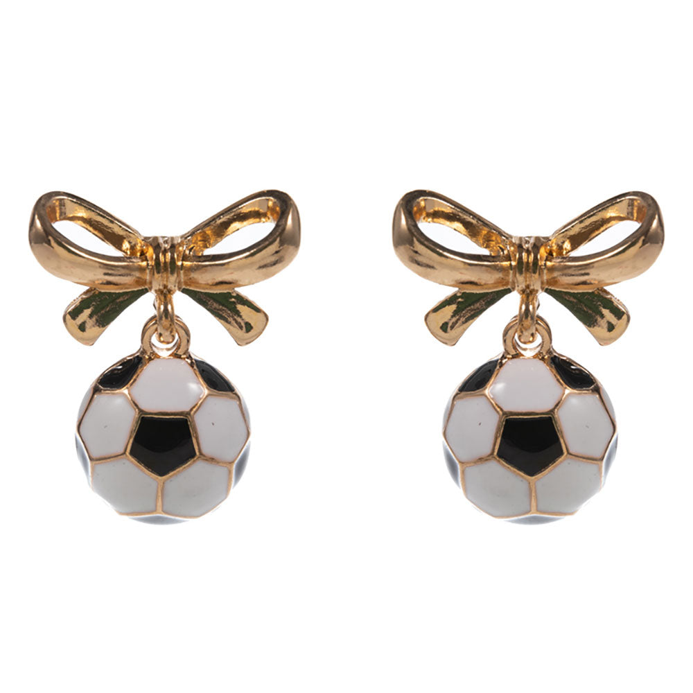 iLLASPARKZ Bow Accent Soccer Dangle Earrings