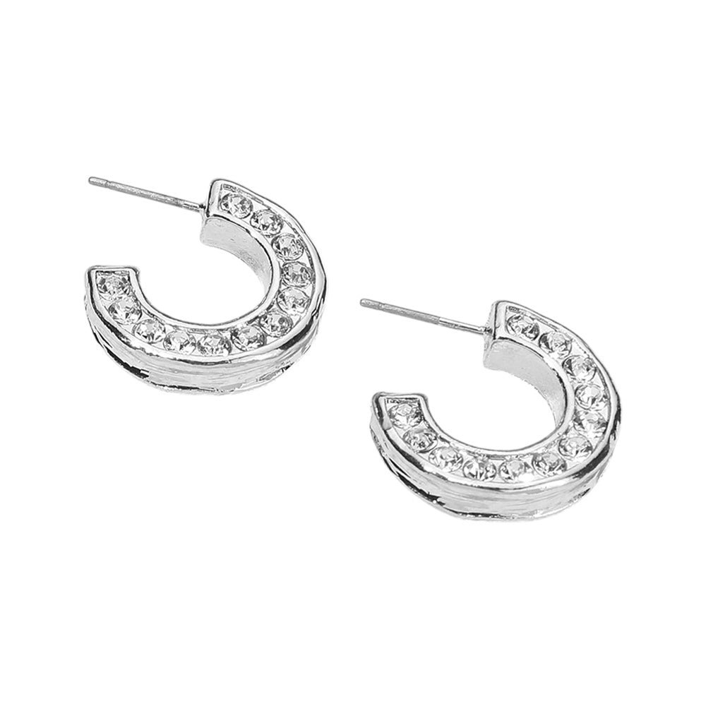 iLLASPARKZ SECRET BOX_Sterling Silver Dipped Stone Paved Hoop Earrings