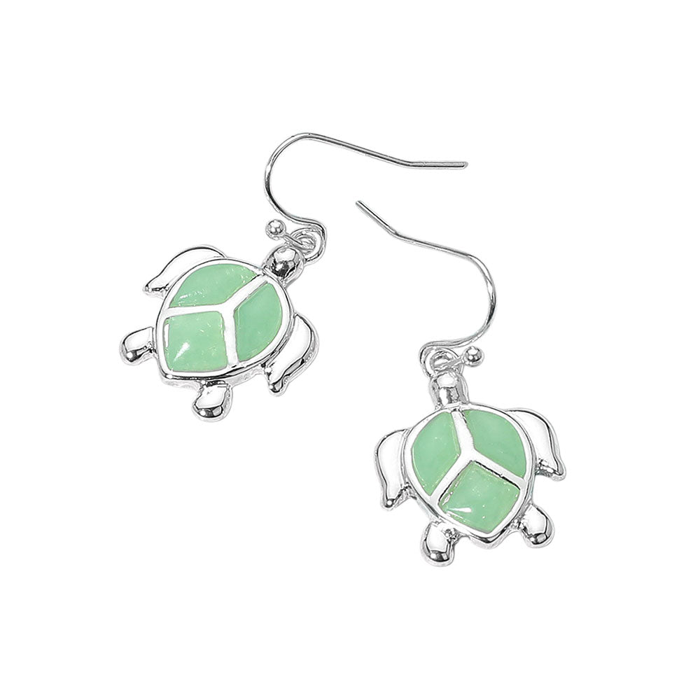 iLLASPARKZ Sea Glass Sea Turtle Dangle Earrings