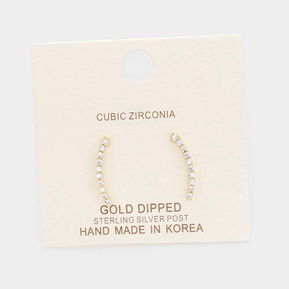iLLASPARKZ Gold Dipped Cz Drop Sterling Silver Post Earrings