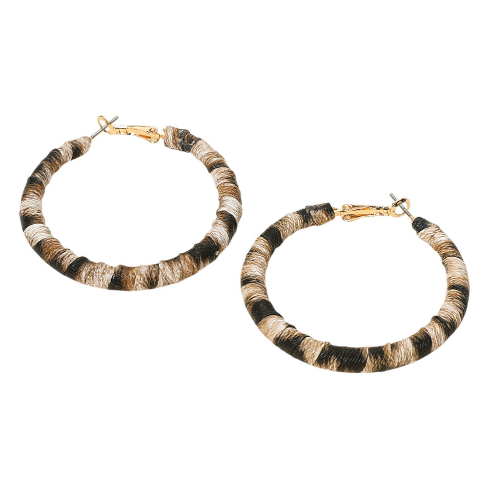 iLLASPARKZ Leopard Fabric Wrapped Hoop Earrings