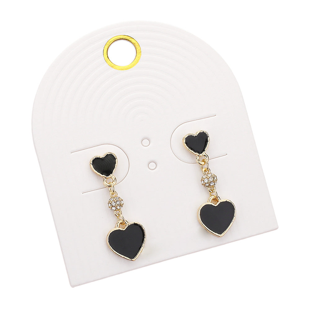 iLLASPARKZ Enamel Heart Mini Shamballa Ball Link Dropdown Dangle Earrings