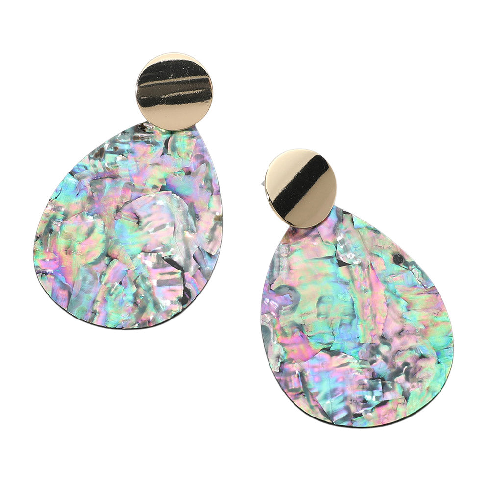iLLASPARKZ Metal Disc Mother Of Pearl Teardrop Earrings
