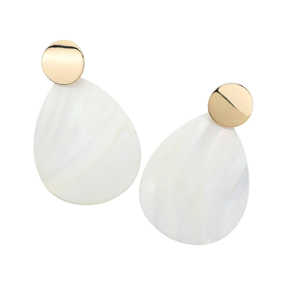 iLLASPARKZ Metal Disc Mother Of Pearl Teardrop Earrings