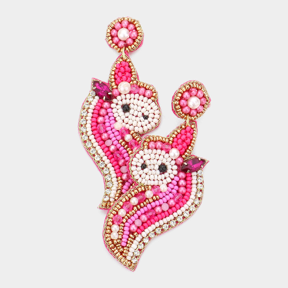 iLLASPARKZ Felt Back Unicorn Beaded Dangle Earrings
