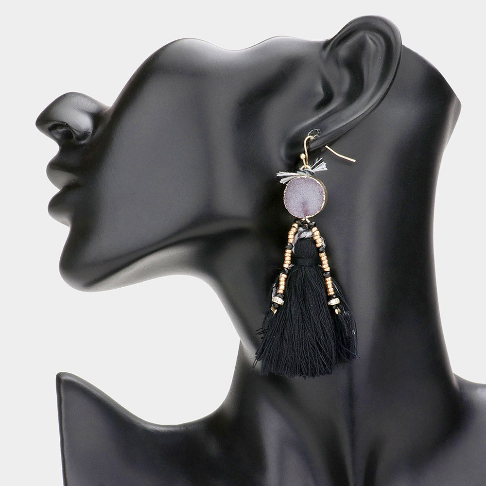 iLLASPARKZ Boho Genuine Druzy Tassel Earrings