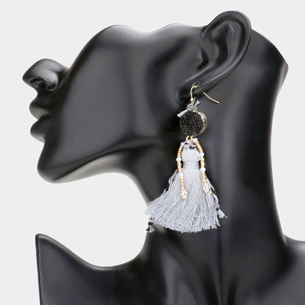 iLLASPARKZ Boho Genuine Druzy Tassel Earrings