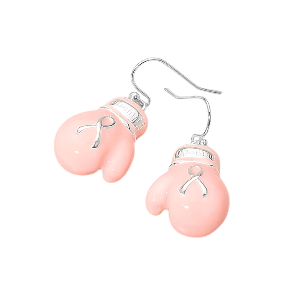 iLLASPARKZ Pink Ribbon Boxing Glove Dangle Earrings