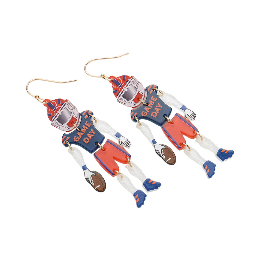 iLLASPARKZ Resin GAME DAY Football Player Dangle Earrings