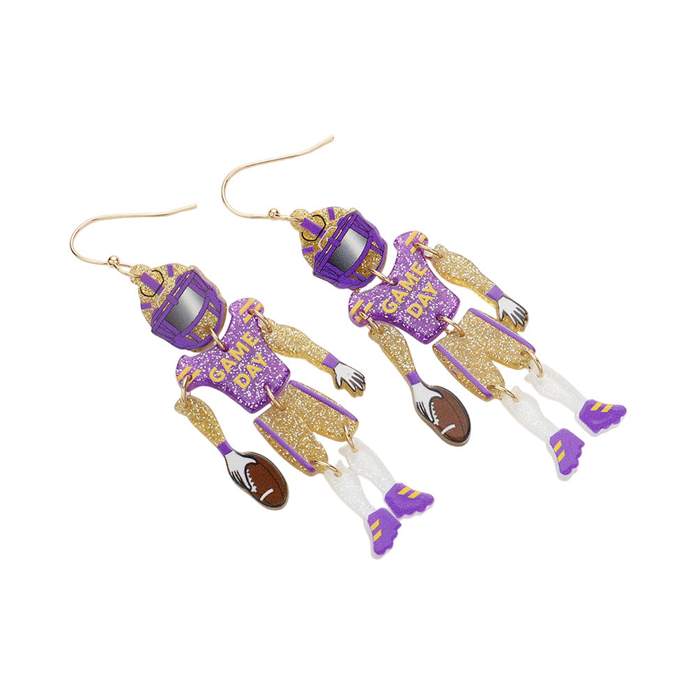 iLLASPARKZ Resin GAME DAY Football Player Dangle Earrings