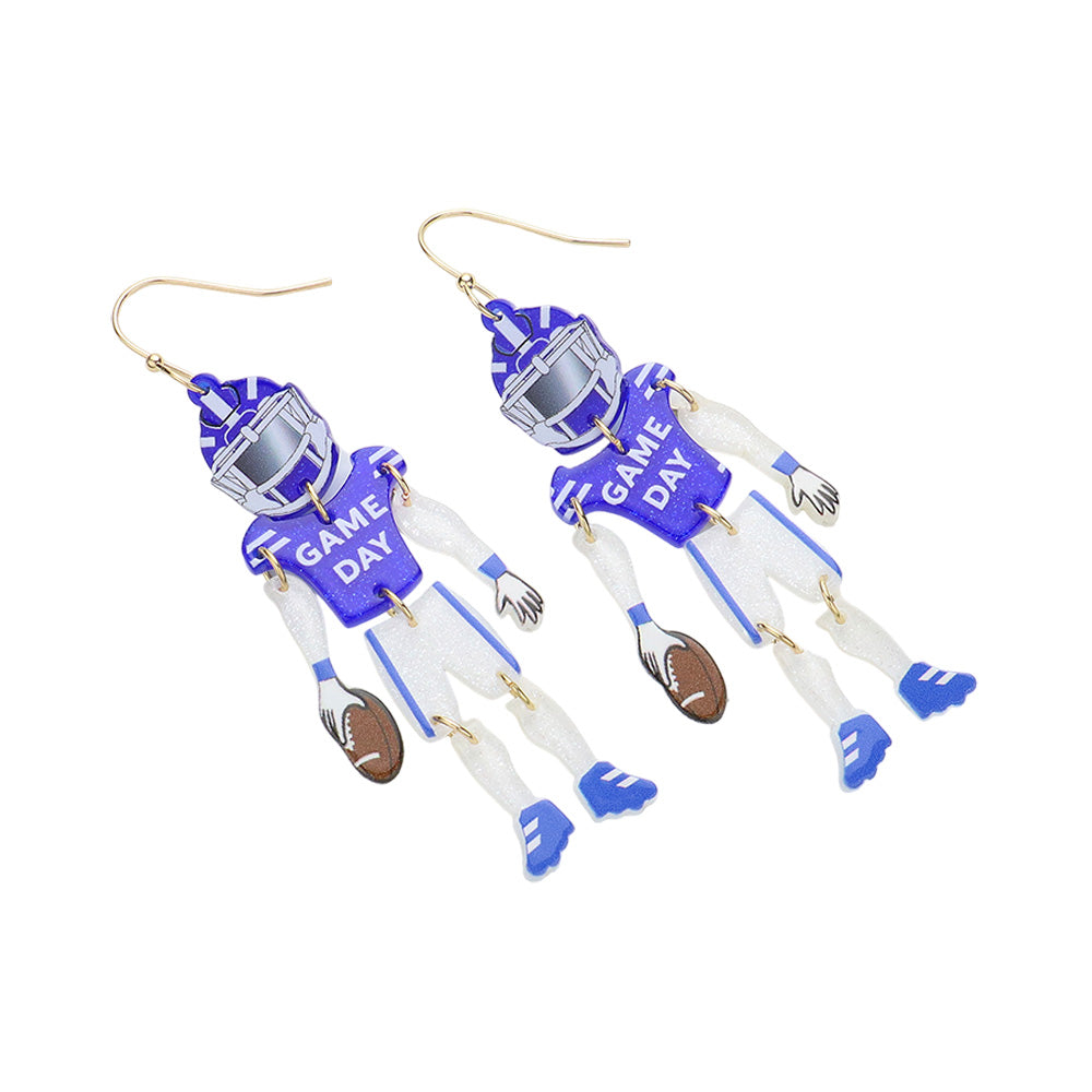 iLLASPARKZ Resin GAME DAY Football Player Dangle Earrings