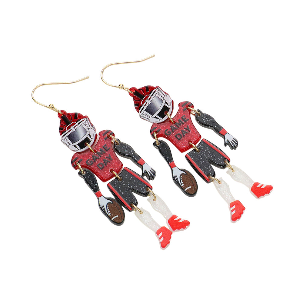 iLLASPARKZ Resin GAME DAY Football Player Dangle Earrings