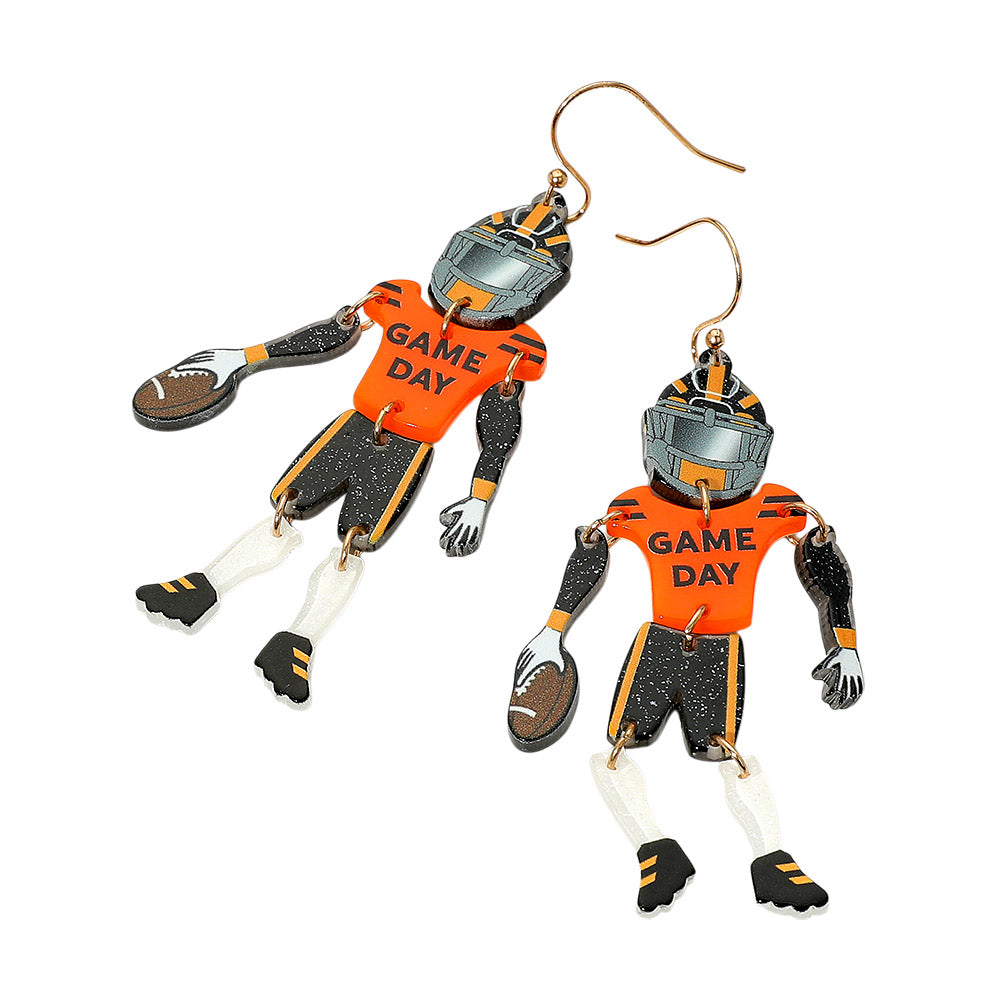 iLLASPARKZ Resin GAME DAY Football Player Dangle Earrings