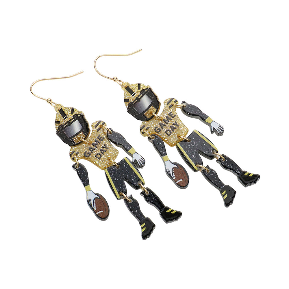 iLLASPARKZ Resin GAME DAY Football Player Dangle Earrings