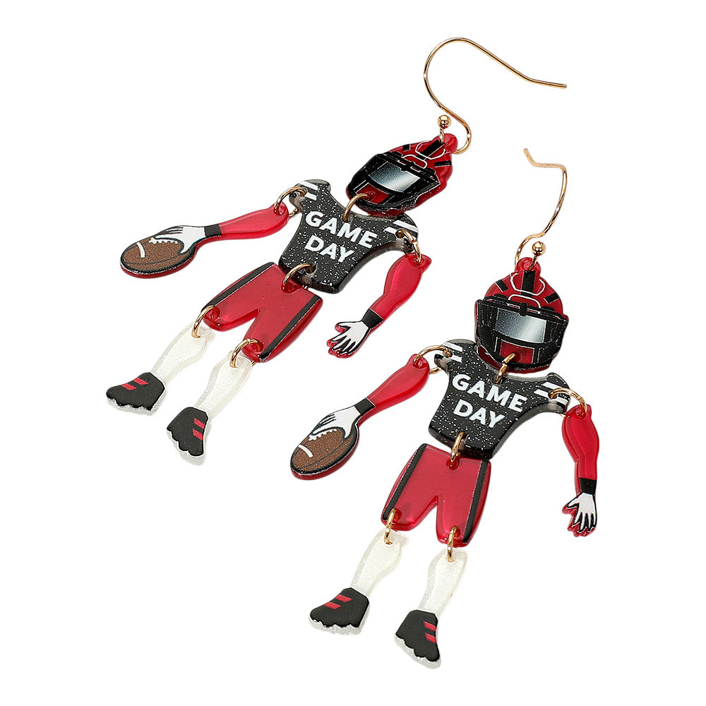 iLLASPARKZ Resin GAME DAY Football Player Dangle Earrings