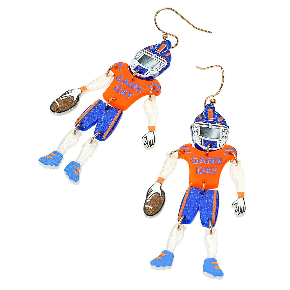 iLLASPARKZ Resin GAME DAY Football Player Dangle Earrings