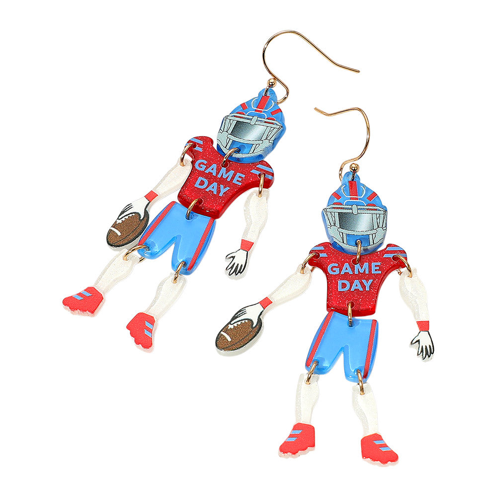 iLLASPARKZ Resin GAME DAY Football Player Dangle Earrings