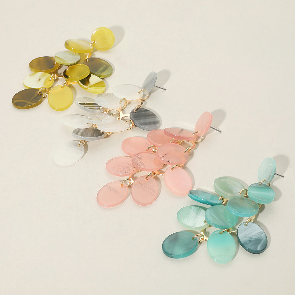 iLLASPARKZ Oversized Transparent Colored Resin Disc Layered Chandelier Earrings