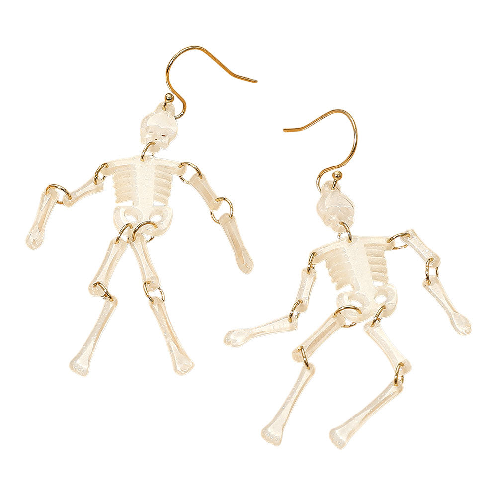 iLLASPARKZ Glittered Resin Halloween Skeleton Dangle Earrings