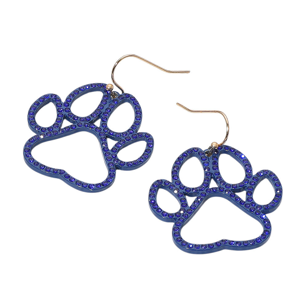 iLLASPARKZ Rhinestone Paved Gameday Paw Dangle Earrings