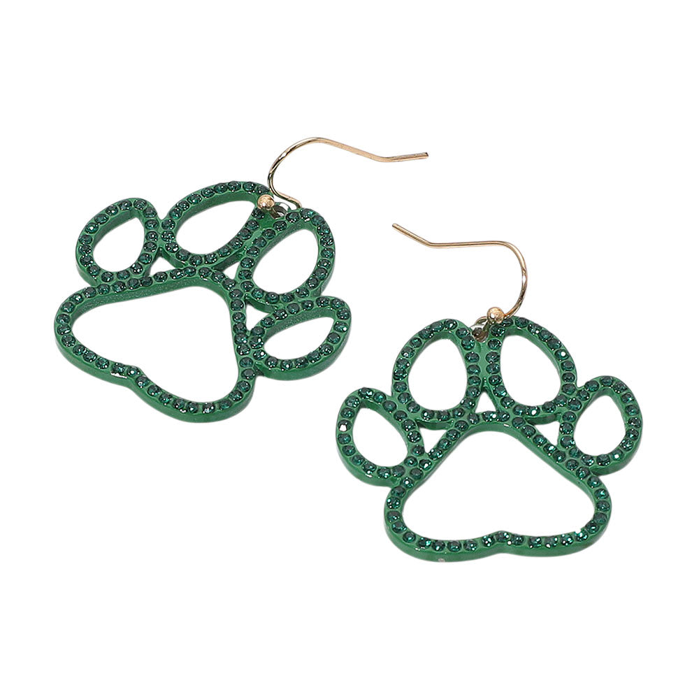 iLLASPARKZ Rhinestone Paved Gameday Paw Dangle Earrings