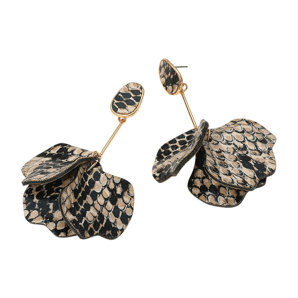 iLLASPARKZ Snake Pattern Layered Petal Drop Earrings