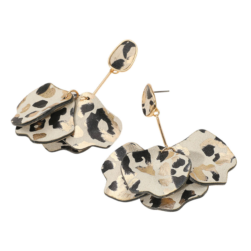 iLLASPARKZ Animal Pattern Layered Petal Drop Earrings