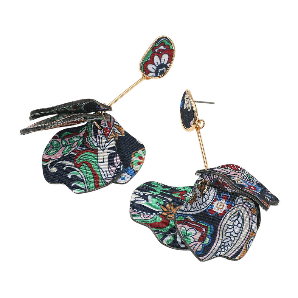iLLASPARKZ Boho Pattern Layered Petal Drop Earrings