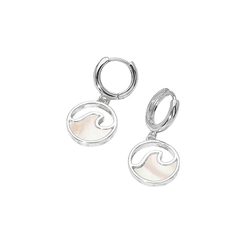 iLLASPARKZ Mother of Pearl Inlay Wave Charm Dangle Earrings