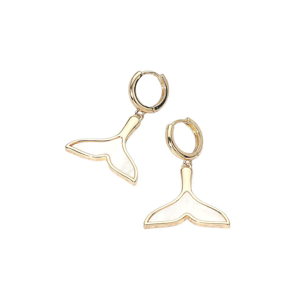 iLLASPARKZ Mother of Pearl Inlay Whale Tale Dangle Earrings