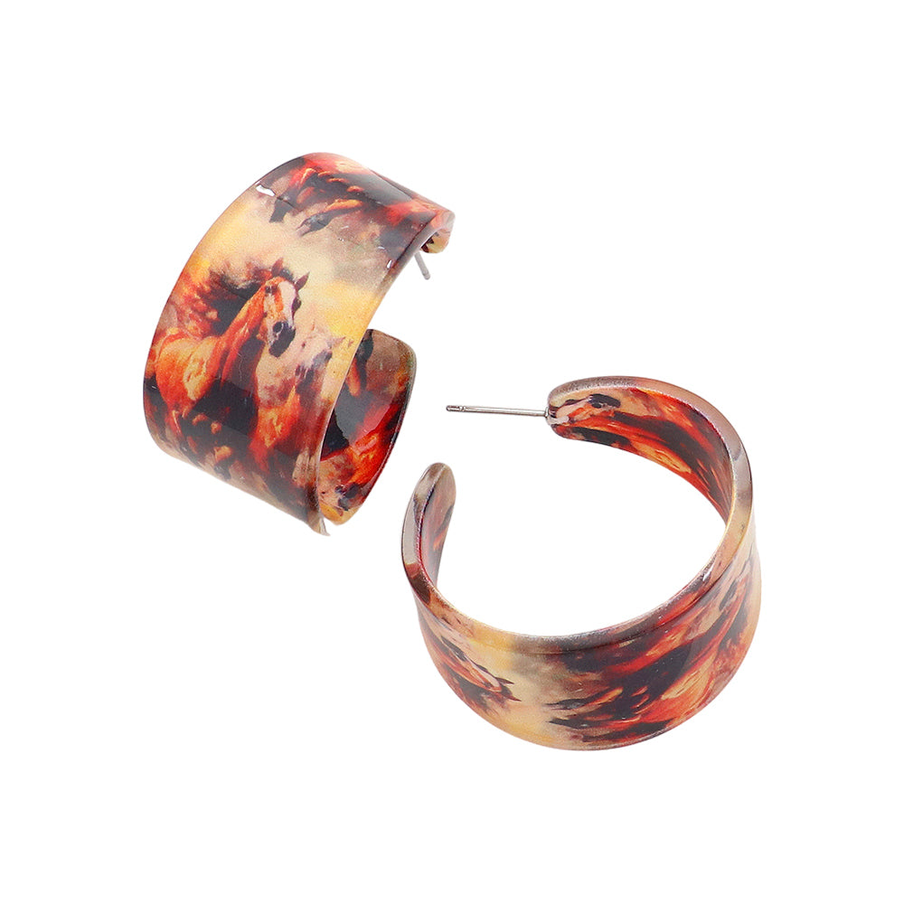 iLLASPARKZ Abstract Printed Acrylic Hoop Earrings