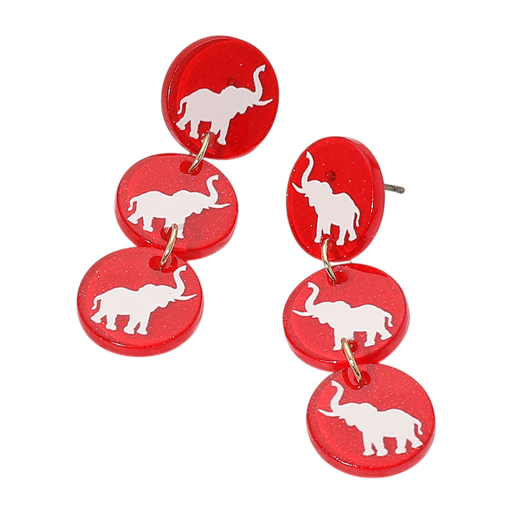 iLLASPARKZ Triple Elephant Disc Game Day Style Drop Earrings