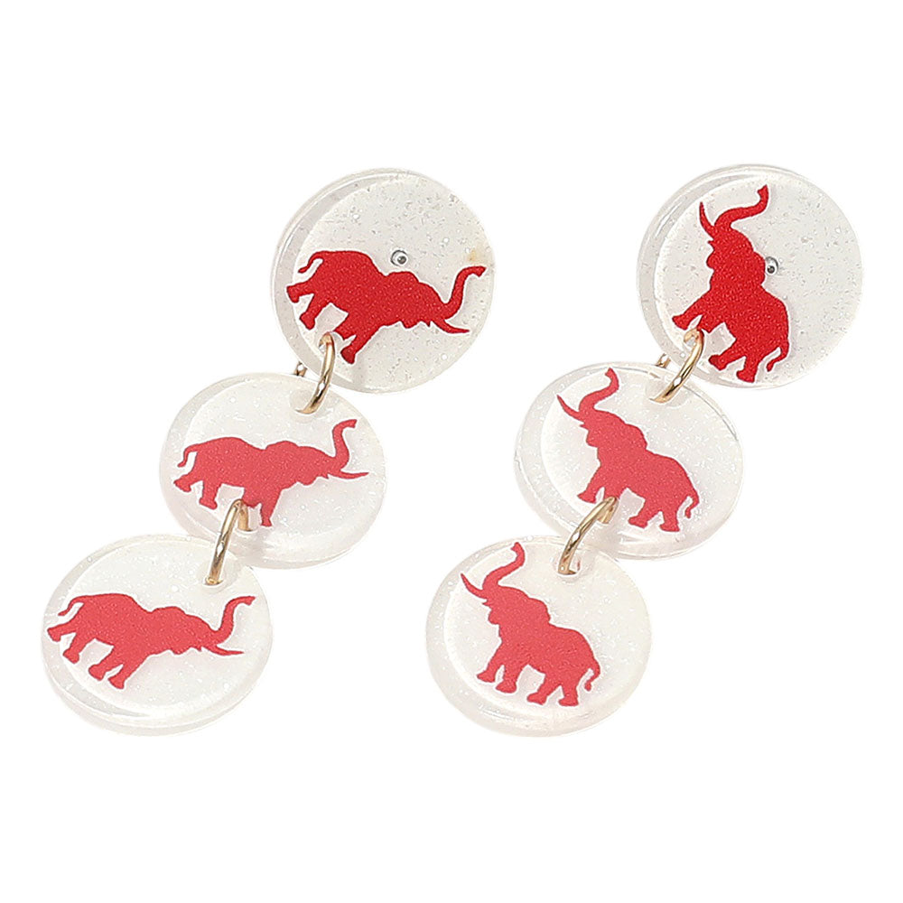 iLLASPARKZ Triple Elephant Disc Game Day Style Drop Earrings