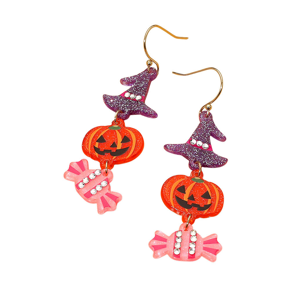 iLLASPARKZ Halloween Candy Pumpkin Link Drop Dangle Earrings
