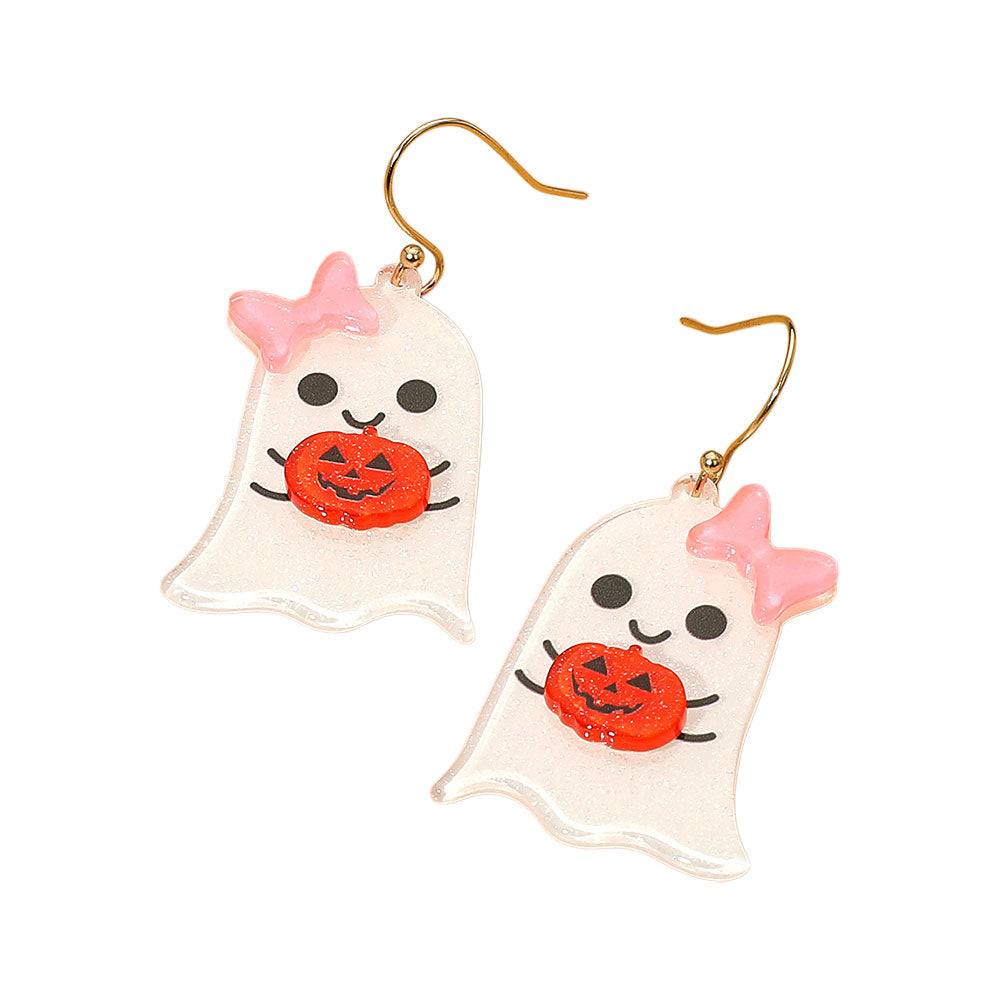 iLLASPARKZ Resin Cute Halloween Ghost Dangle Earrings