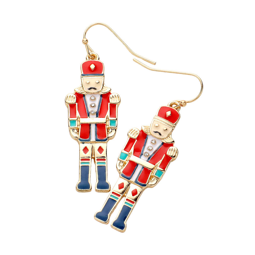 iLLASPARKZ Enamel Christmas Nuckcracker Dangle Earrings