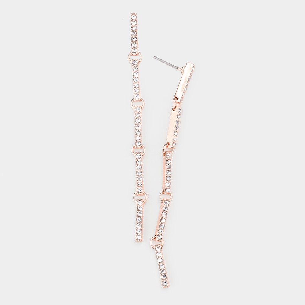 iLLASPARKZ Rhinestone Embellished Metal Bar Link Dangle Earrings