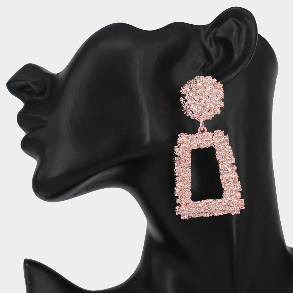 iLLASPARKZ Textured Color Metal Open Trapezoid Knocker Earrings