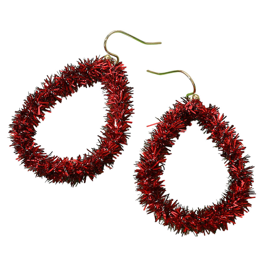 iLLASPARKZ Christmas Tinsel Open Teardrop Dangle Earrings