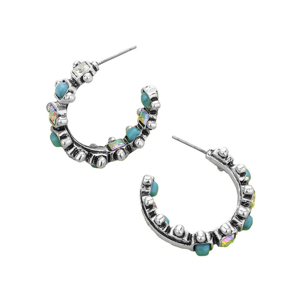 iLLASPARKZ Western Stone Accented Hoop Earrings
