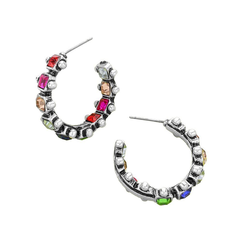 iLLASPARKZ Western Stone Accented Hoop Earrings