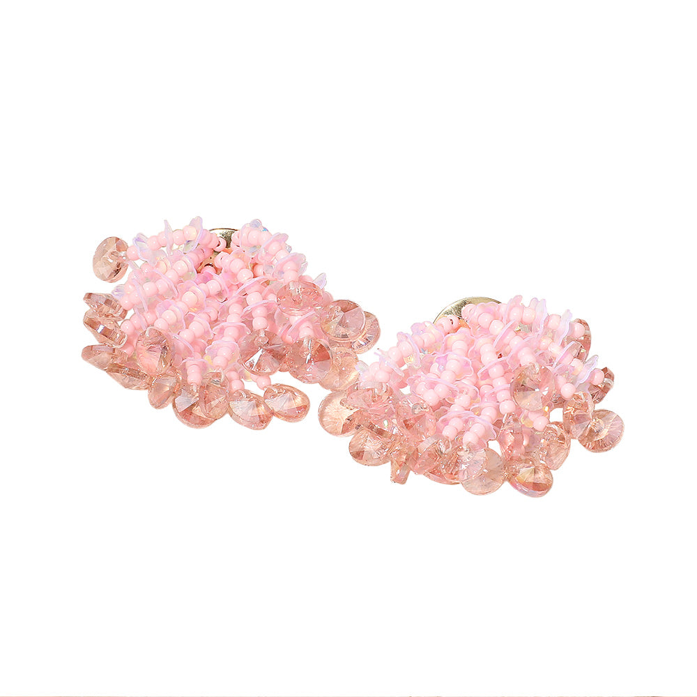 iLLASPARKZ Faceted Seed Beaded Cluster Earrings