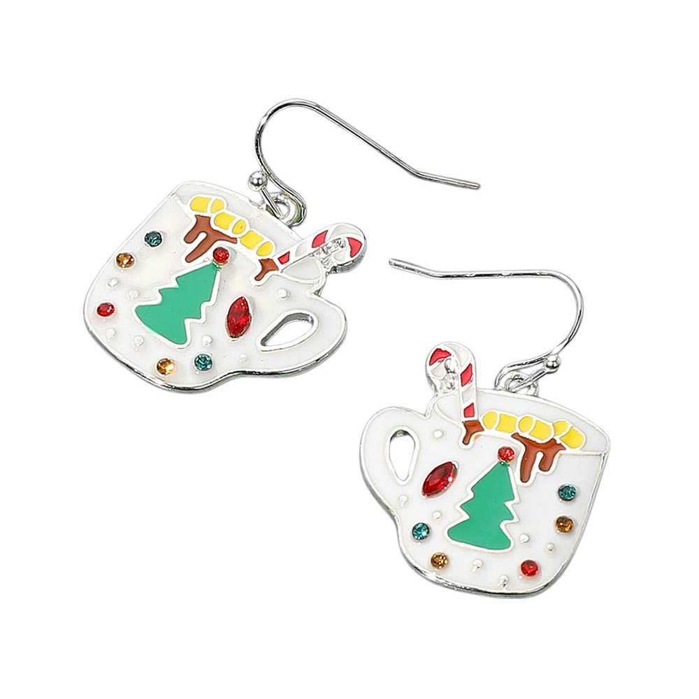iLLASPARKZ Marquise Round Stone Accented Christmas Tree Hot Chocolate Dangle Earrings
