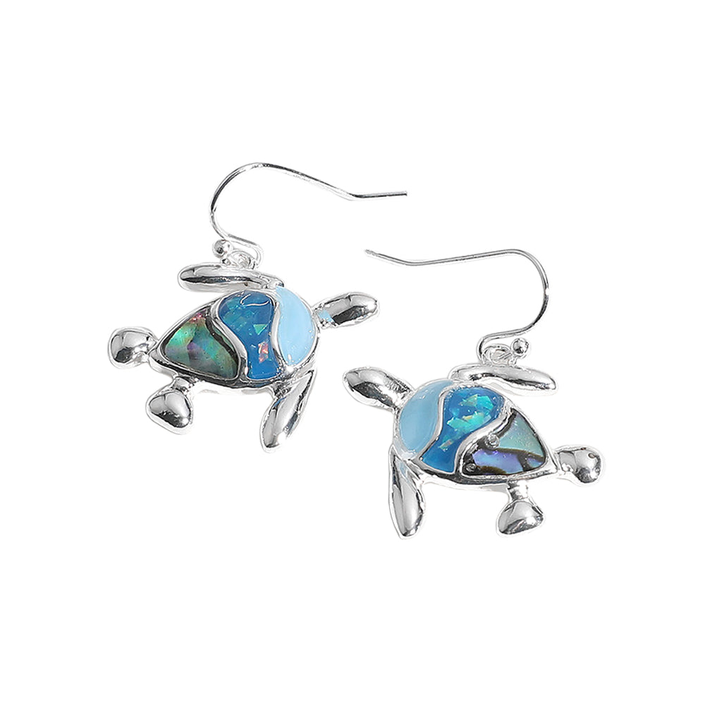 iLLASPARKZ Abalone Sea Glass Sea Turtle Dangle Earrings