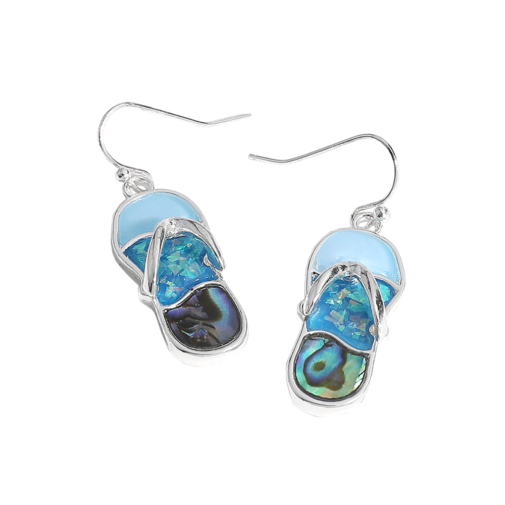 iLLASPARKZ Abalone Sea Glass Flip Flop Dangle Earrings