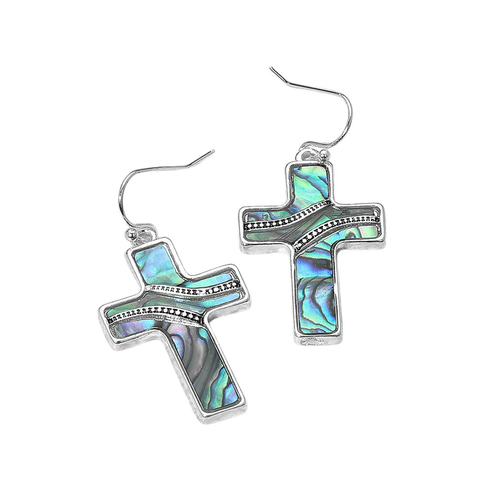iLLASPARKZ Abalone Cross Dangle Earrings