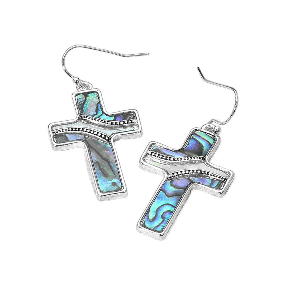 iLLASPARKZ Abalone Cross Dangle Earrings