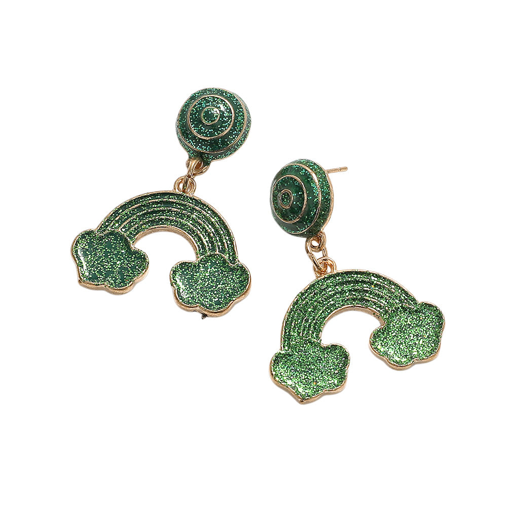 iLLASPARKZ Glittered Enamel St Patricks Rainbow Cloud Dangle Earrings